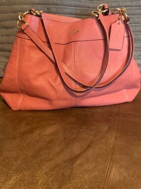 Coach Pebbled Leather Shoulder Bag in Rose Pink with Gold Hardware